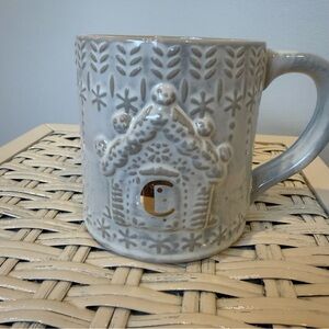 Anthropologie "Snowcap" Reactive-Glazed Monogram Mug with Gold C